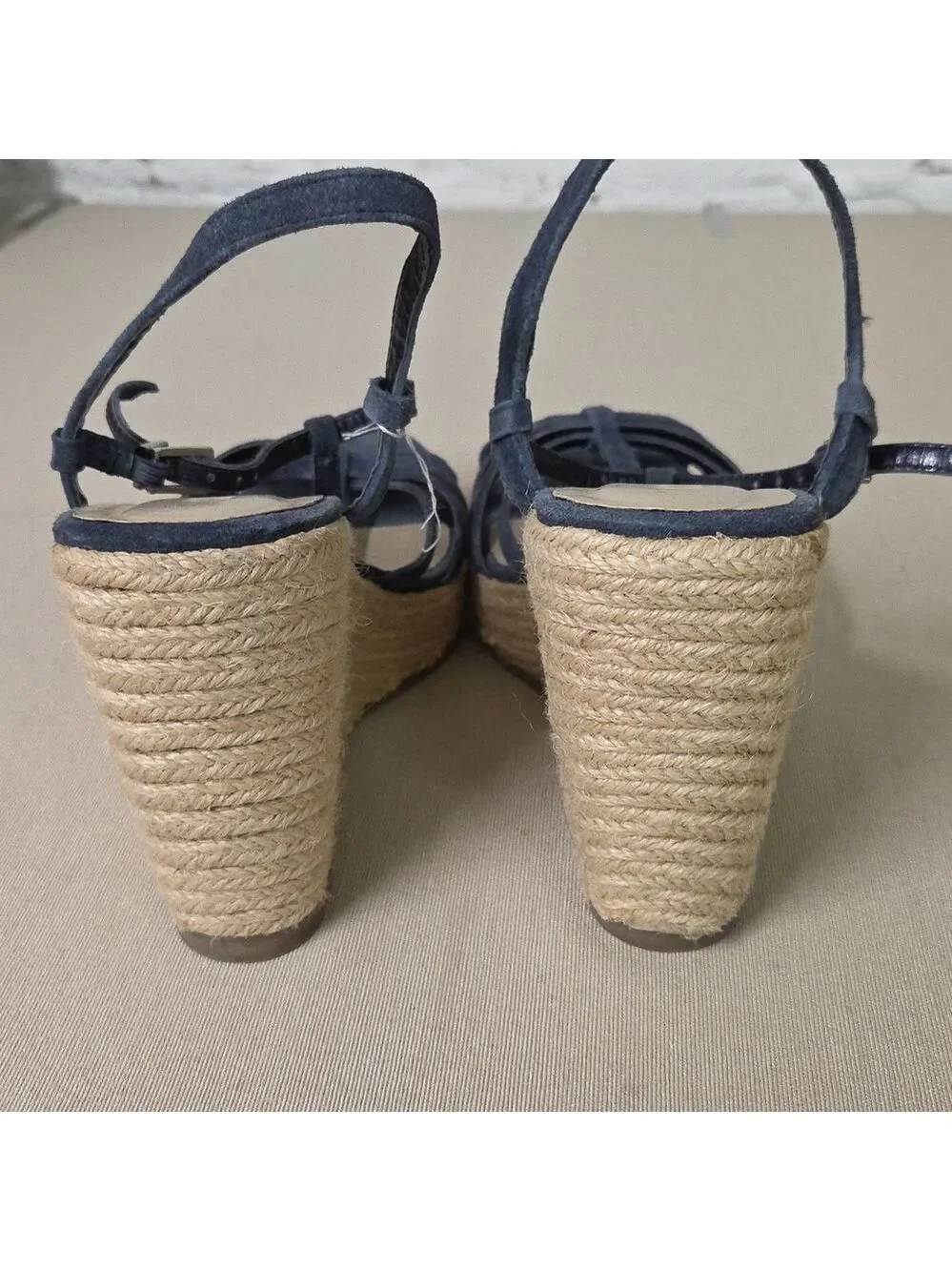 Colin Stuart Dark Blue Espadrille Sandals 8 M Blue Suade Wedge